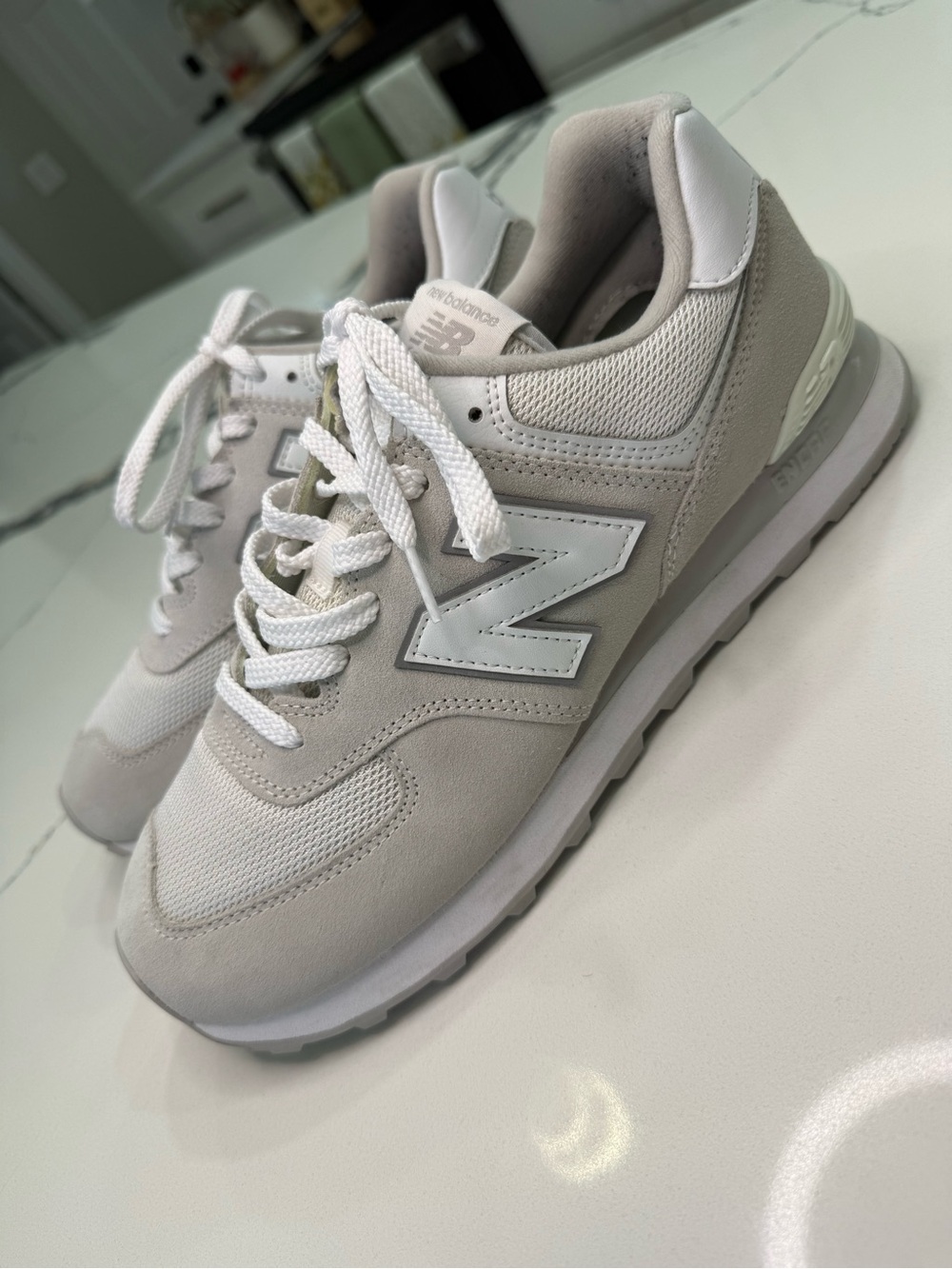 New Balance 574 Summer Fog Grey White Sneakers ML574ES2 Men's Size 10.5